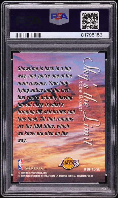 1999 Skybox Dominion Sky's The Limit Warp Tek Kobe Bryant /25 #8 PSA 9 MINT