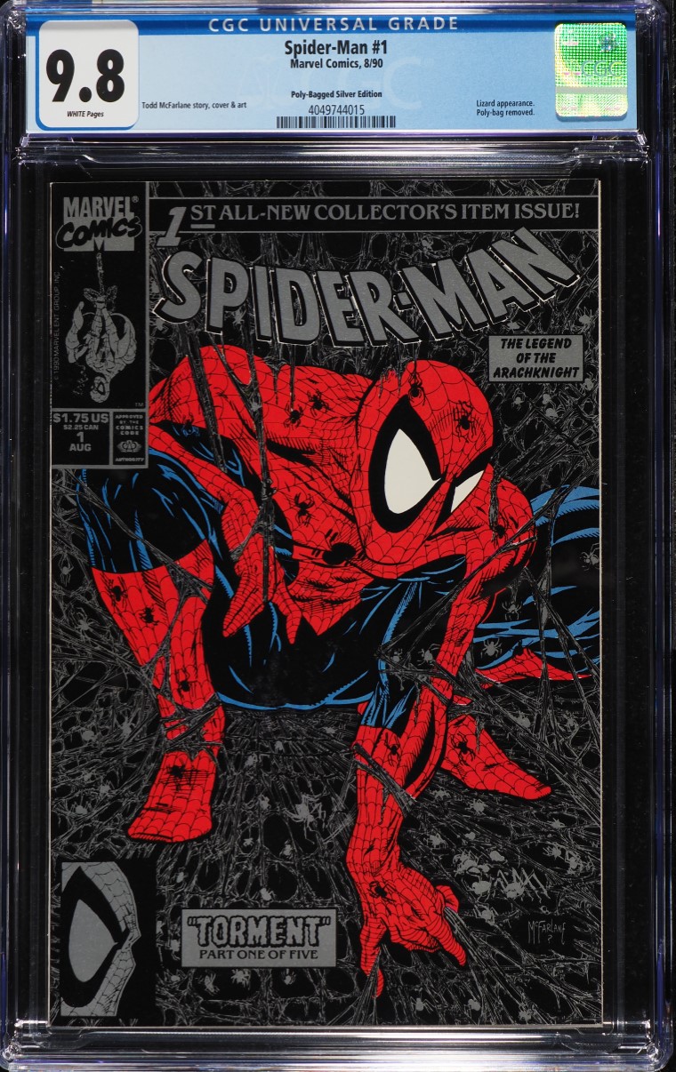 Spider-Man #1 Poly-Bagged Silver Edition (Marvel, 1990) CGC