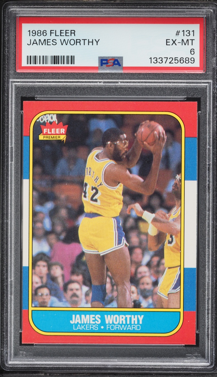 1986 Fleer Basketball James Worthy ROOKIE #131 PSA 6 EXMT
