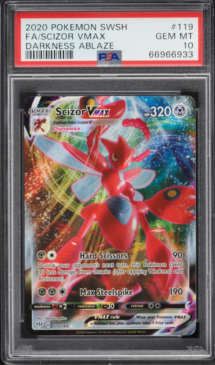 2020 Pokemon Sword & Shield Darkness Ablaze Full Art Scizor VMAX #119 PSA 10 GEM MINT