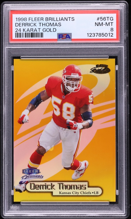 1998 Fleer Brilliants 24-Karat Gold Derrick Thomas /24 #56TG PSA 8 NM-MT