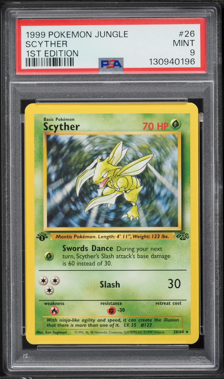 1999 Pokemon Jungle 1st Edition Scyther #26 PSA 9 MINT