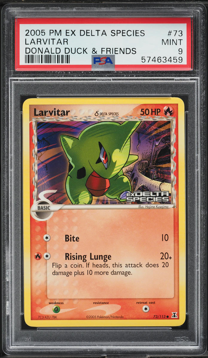 2005 Pokemon EX Delta Species Donald Duck & Friends Larvitar #73 PSA 9 MINT