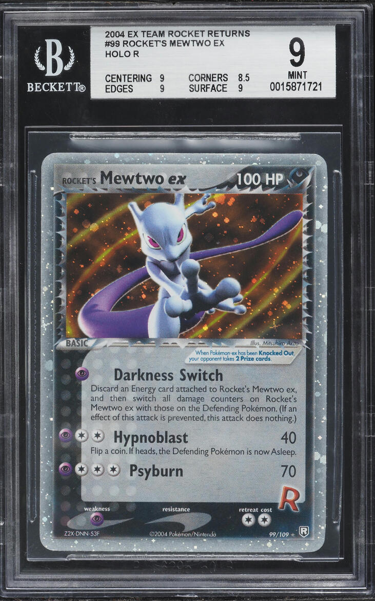 2004 Pokemon EX Team Rocket Returns Holo Rocket's Mewtwo ex #99 BGS 9 MINT