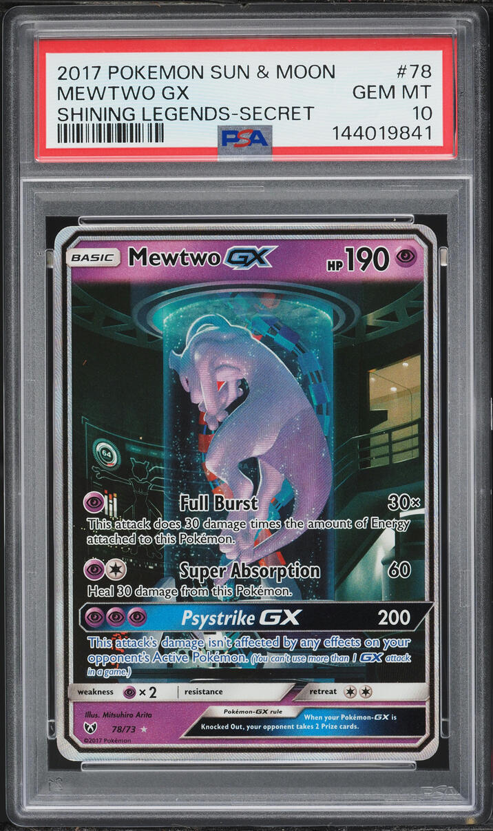 2017 Pokemon Sun & Moon Shining Legends SEC Mewtwo GX #78 PSA 10 GEM MINT