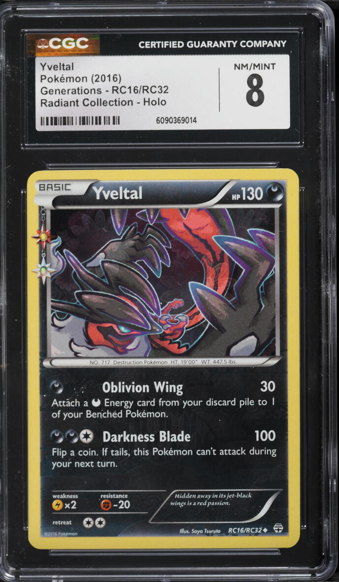 2016 Pokemon XY Generations Radiant Collection Holo Yveltal #RC16 CGC 8 NM-MT