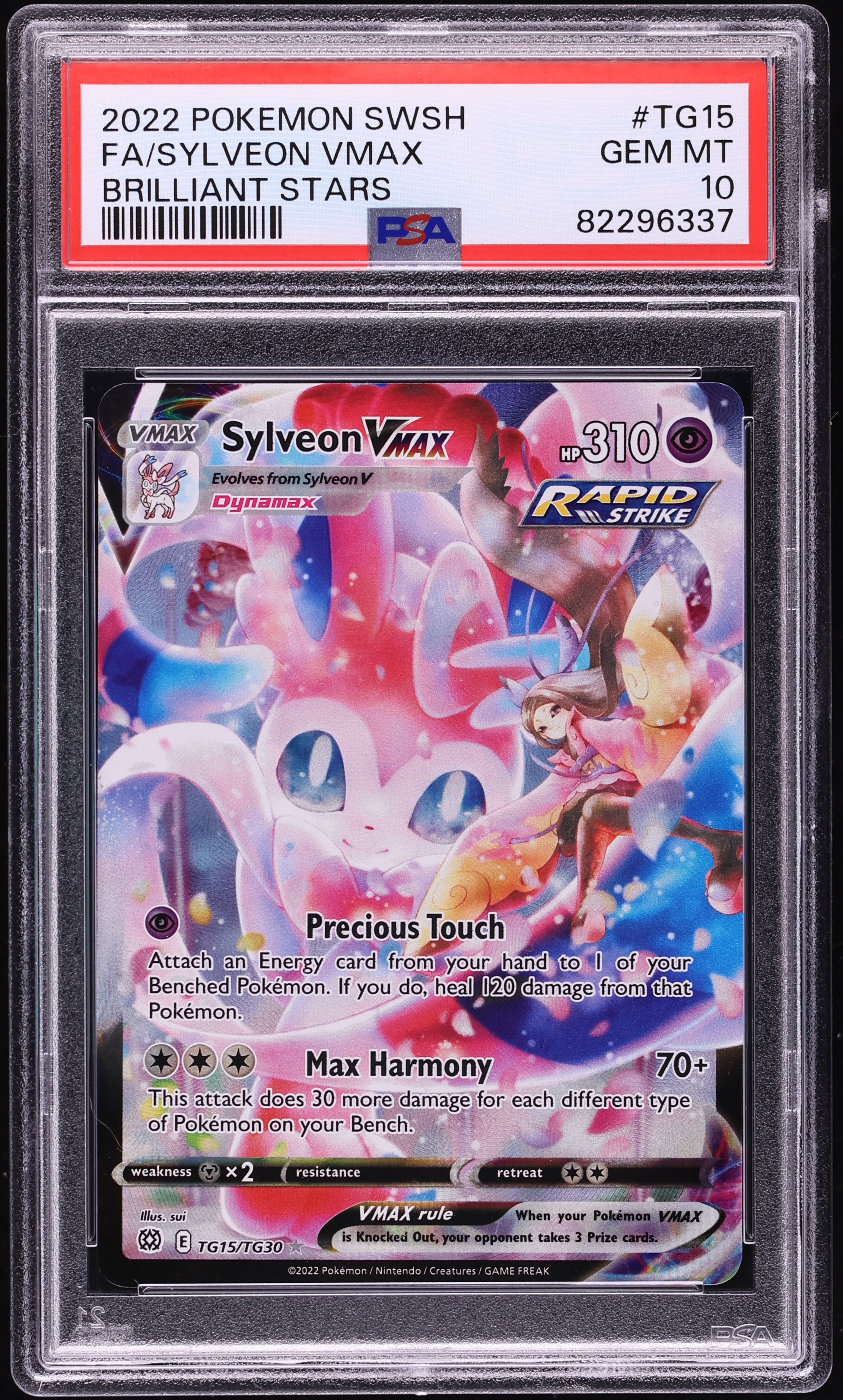 2022 Pokemon Sword & Shield Brilliant Stars CHR Sylveon VMAX #TG15 PSA 10 GEM MINT