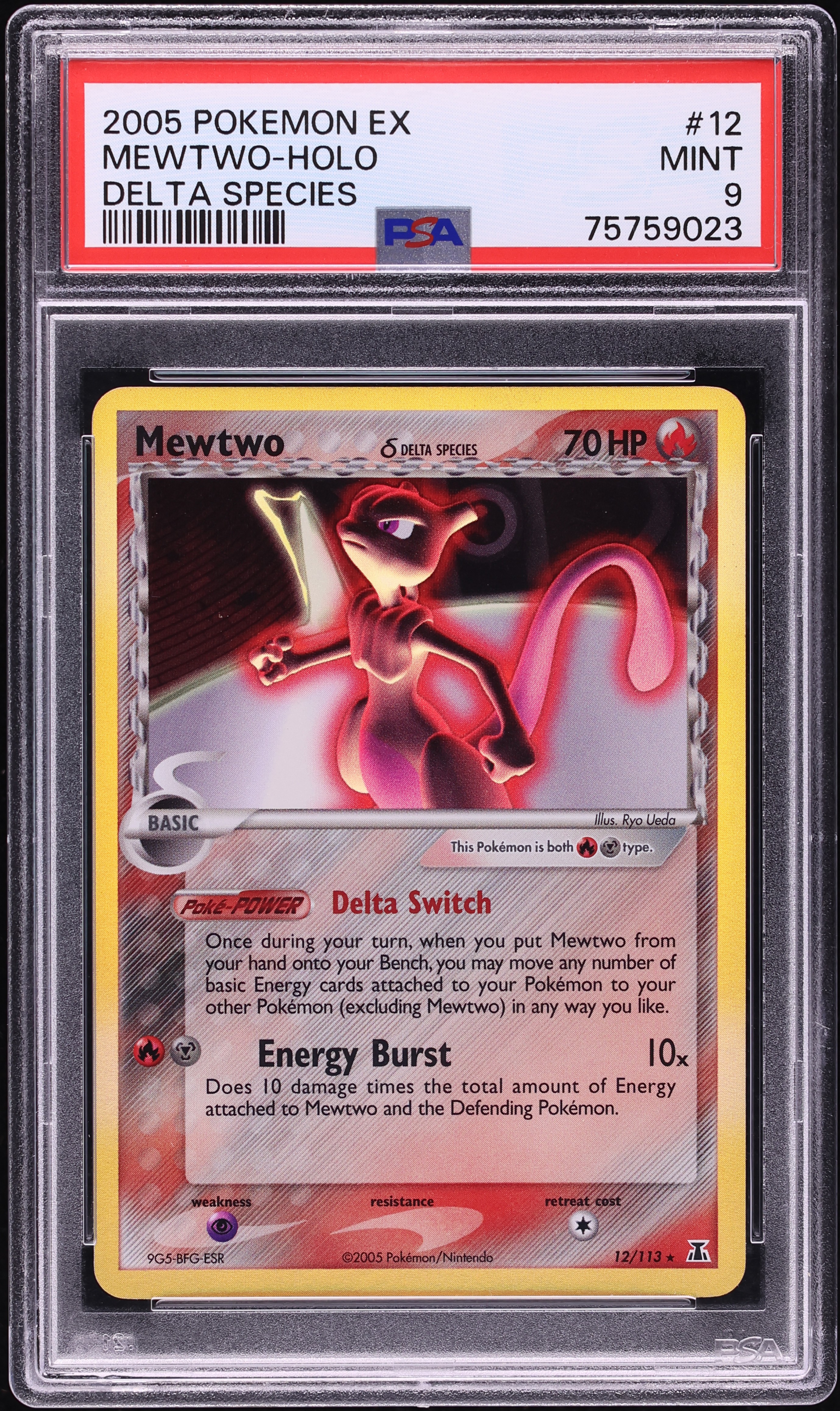 2005 Pokemon EX Delta Species Holo Mewtwo #12 PSA 9 MINT