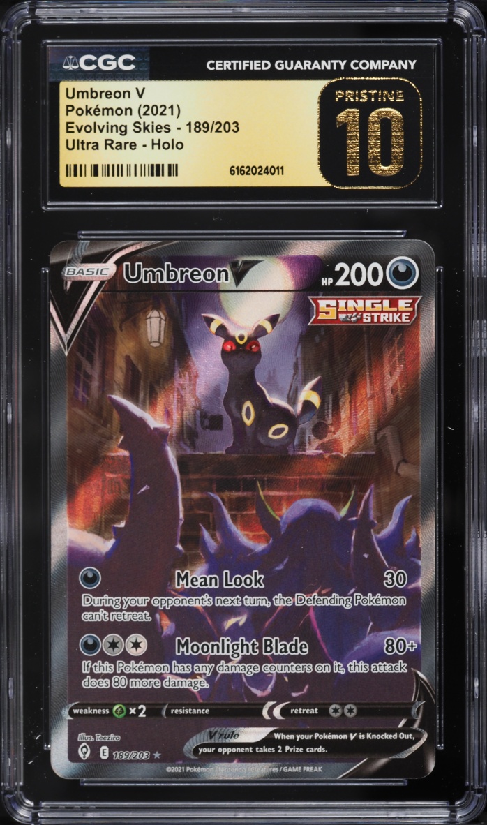 2021 Pokemon Sword & Shield Evolving Skies Full Art Umbreon V #189 CGC 10 PRISTINE