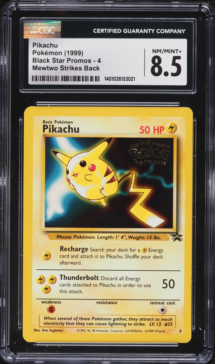 1999 Pokemon Black Star Promo Mewtwo Strikes Back Pikachu #4 CGC 8.5 NM-MT+