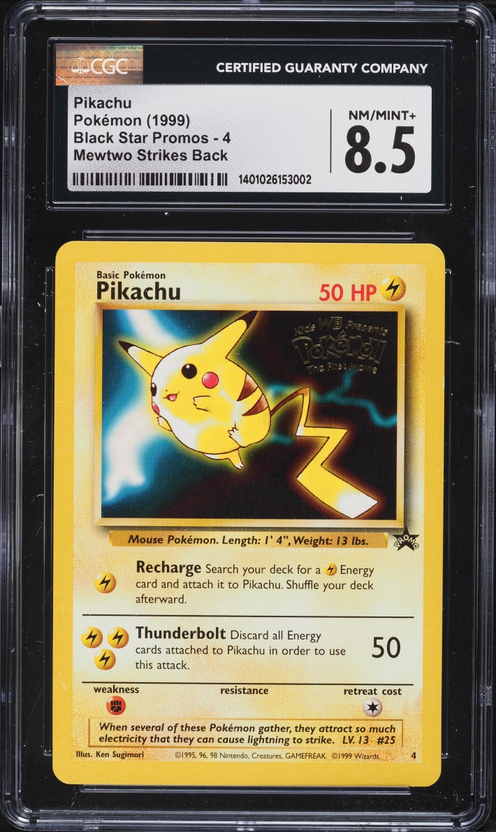 1999 Pokemon Black Star Promo Mewtwo Strikes Back Pikachu #4 CGC 8.5 NM-MT+