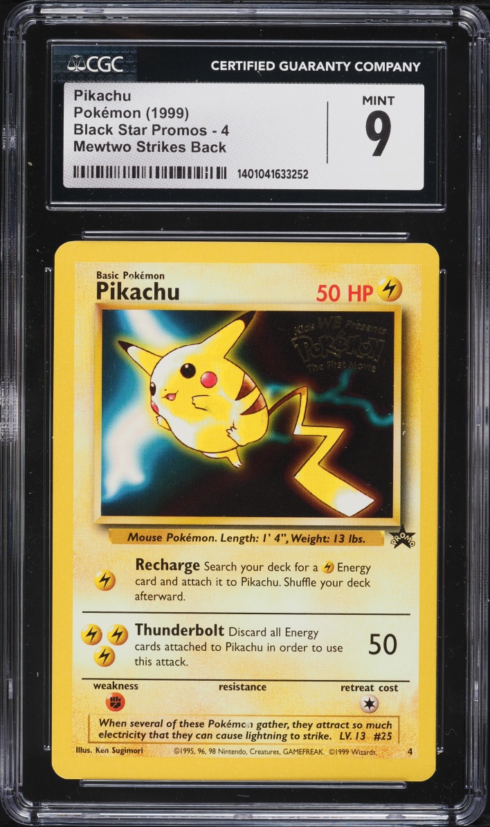 1999 Pokemon Movie Black Star Promo Pikachu #4 CGC 9 MINT