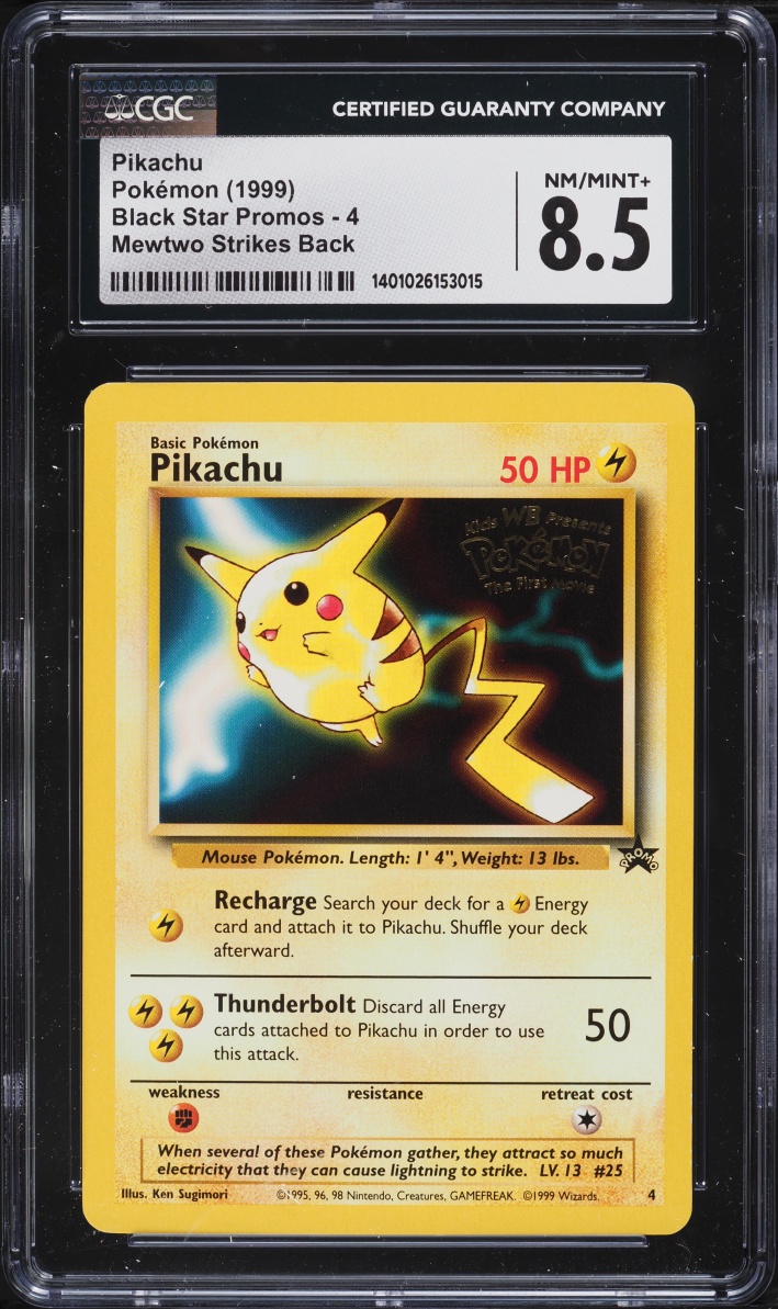 1999 Pokemon Movie Black Star Promo Pikachu #4 CGC 8.5 NM-MT+