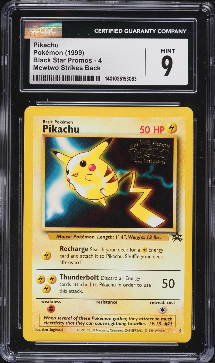1999 Pokemon Movie Black Star Promo Pikachu #4 CGC 9 MINT