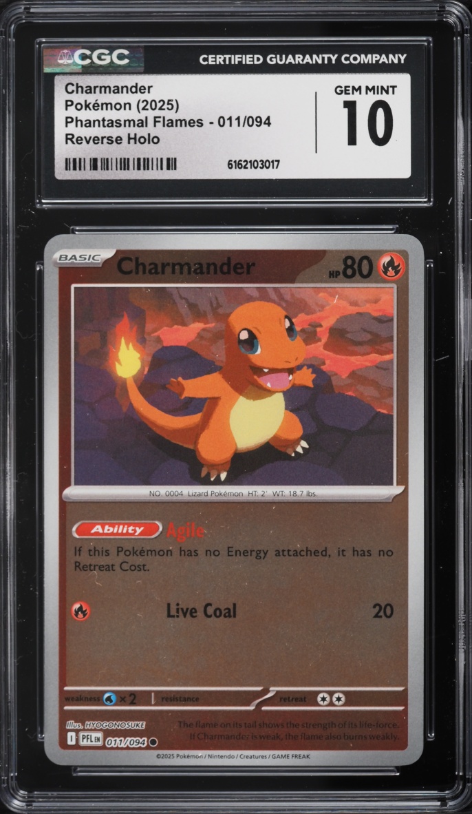 2025 Pokemon Mega Evolution Phantasmal Flames Reverse Holo Charmander #11 CGC 10 GEM MINT