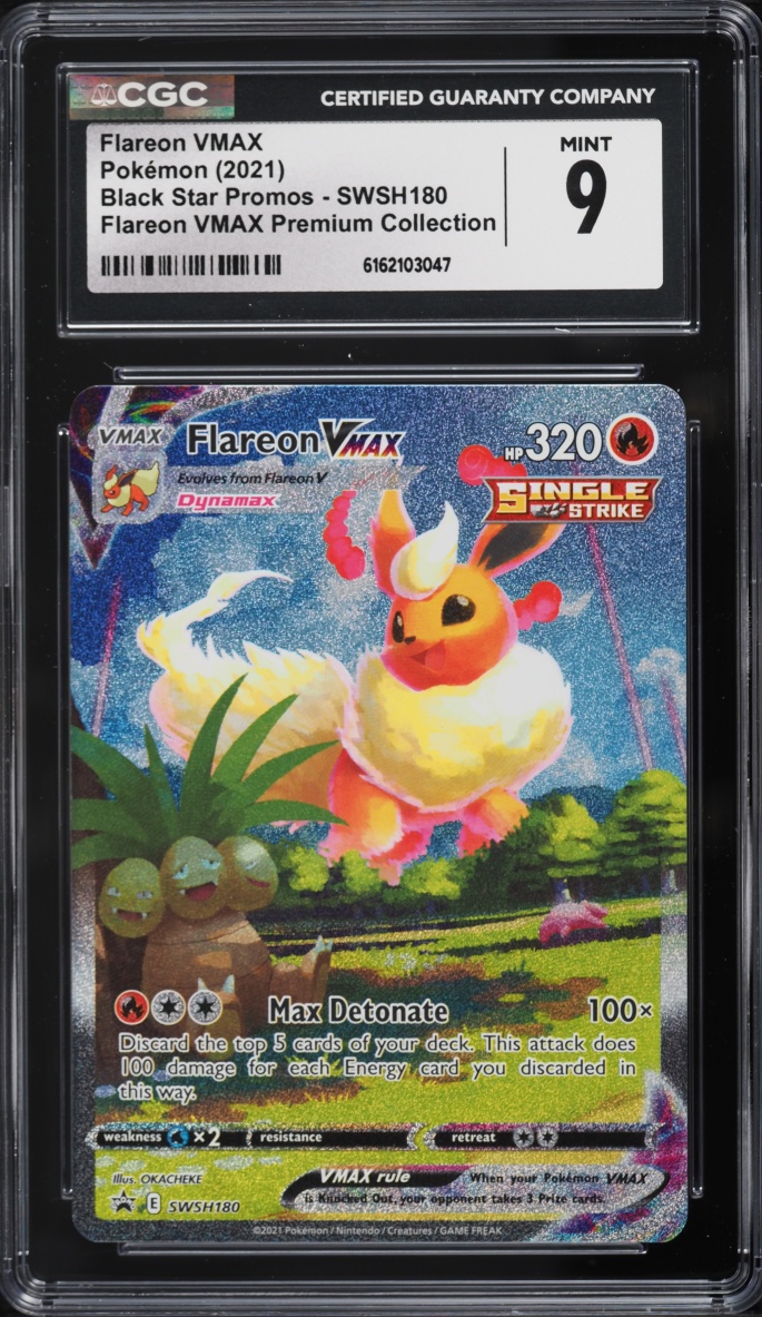 2021 Pokemon Sword & Shield Promo Premium Collection Full Art Flareon VMAX #SWSH180 CGC 9 MINT