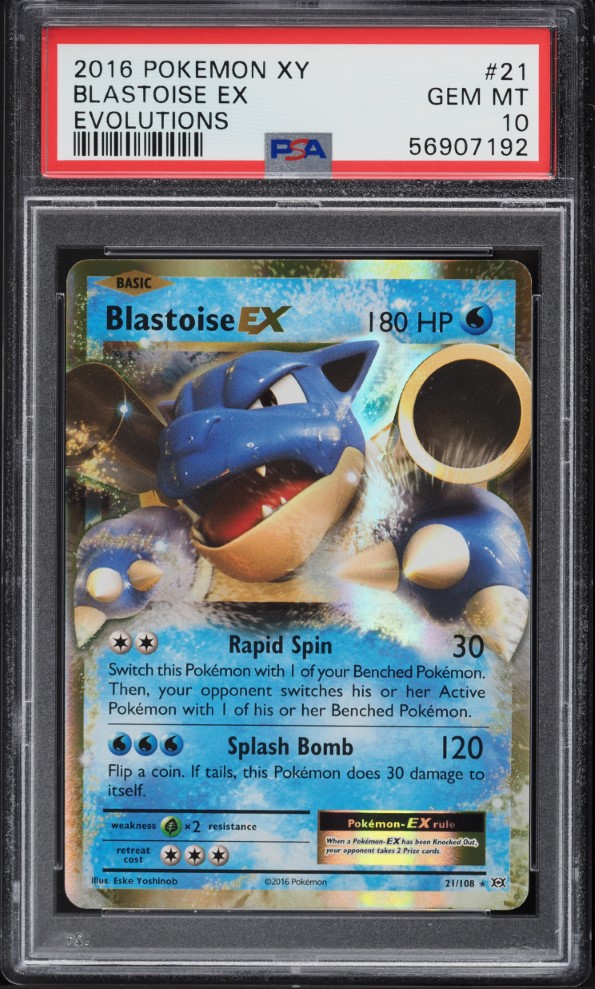 2016 Pokemon XY Evolutions Blastoise EX #21 PSA 10 GEM MINT