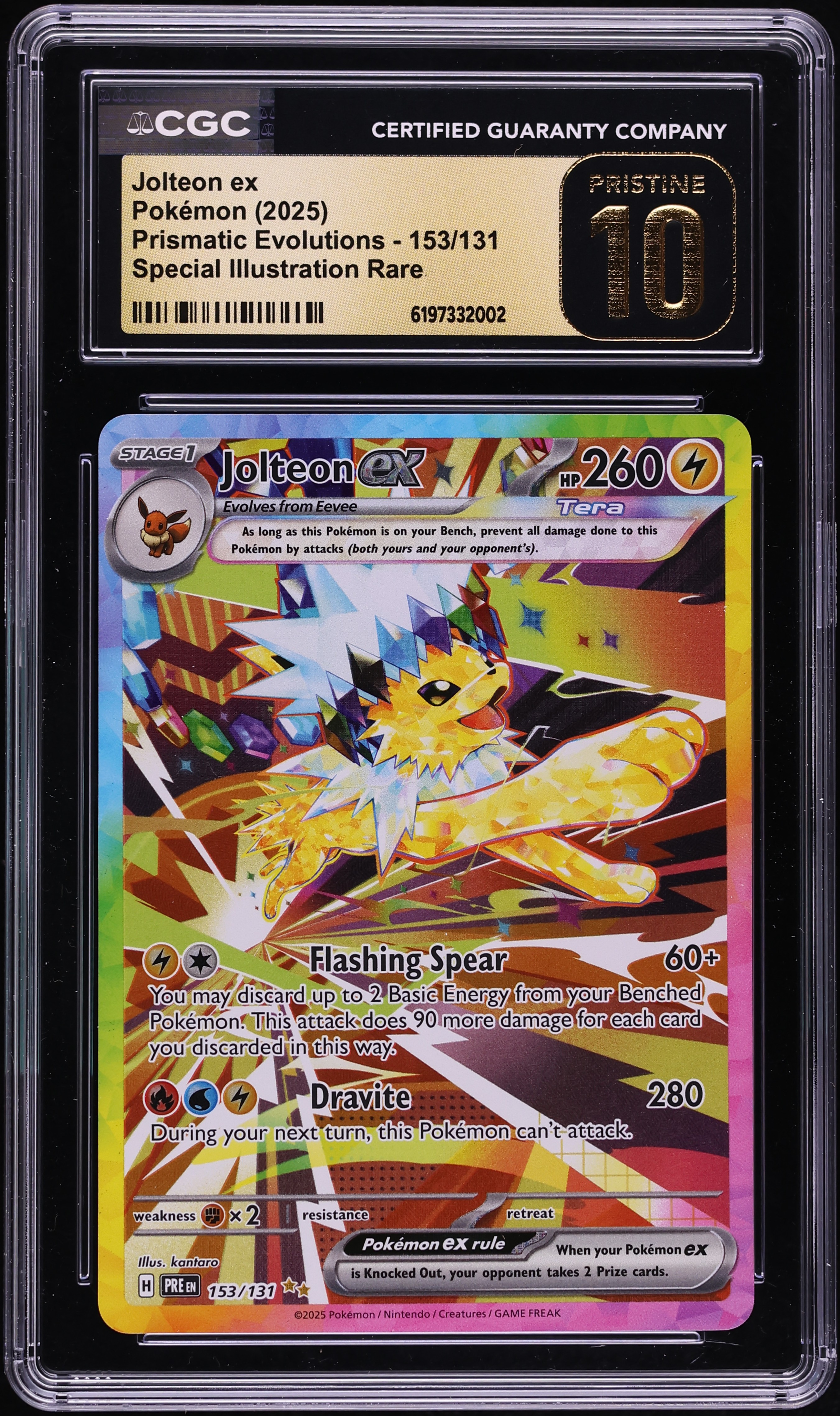 2025 Pokemon Scarlet & Violet Prismatic Evolutions SIR Jolteon ex #153 CGC 10 PRISTINE