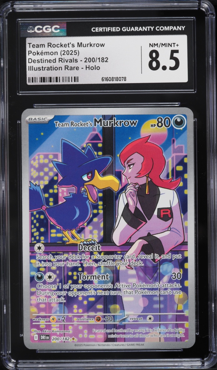 2025 Pokemon Scarlet & Violet Destined Rivals IR Team Rocket's Murkrow #200 CGC 8.5 NM-MT+