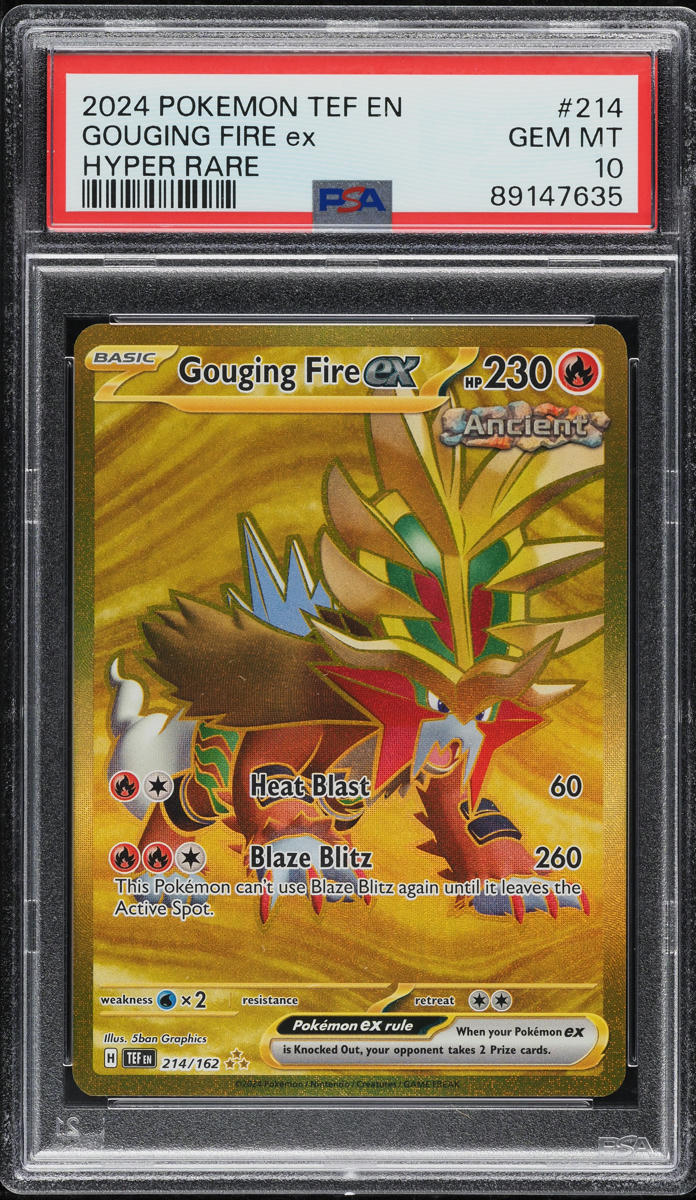 2024 Pokemon Scarlet & Violet Temporal Forces Gold Rare Gouging Fire Ex #214 PSA 10 GEM MINT