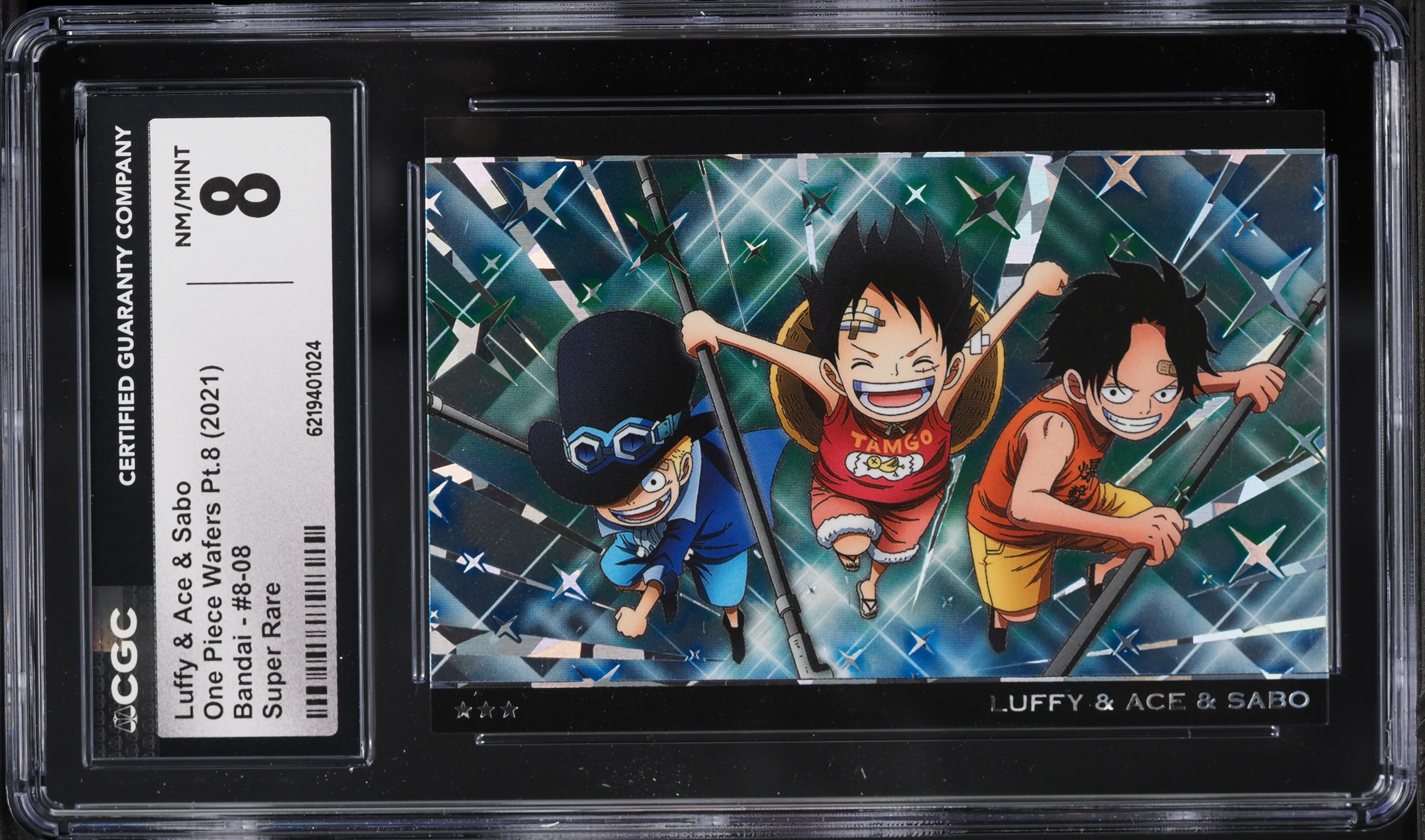 2021 One Piece Japanese Wafers Pt.8 Bandai SR Luffy & Ace & Sabo #8-08 CGC 8 NM-MT