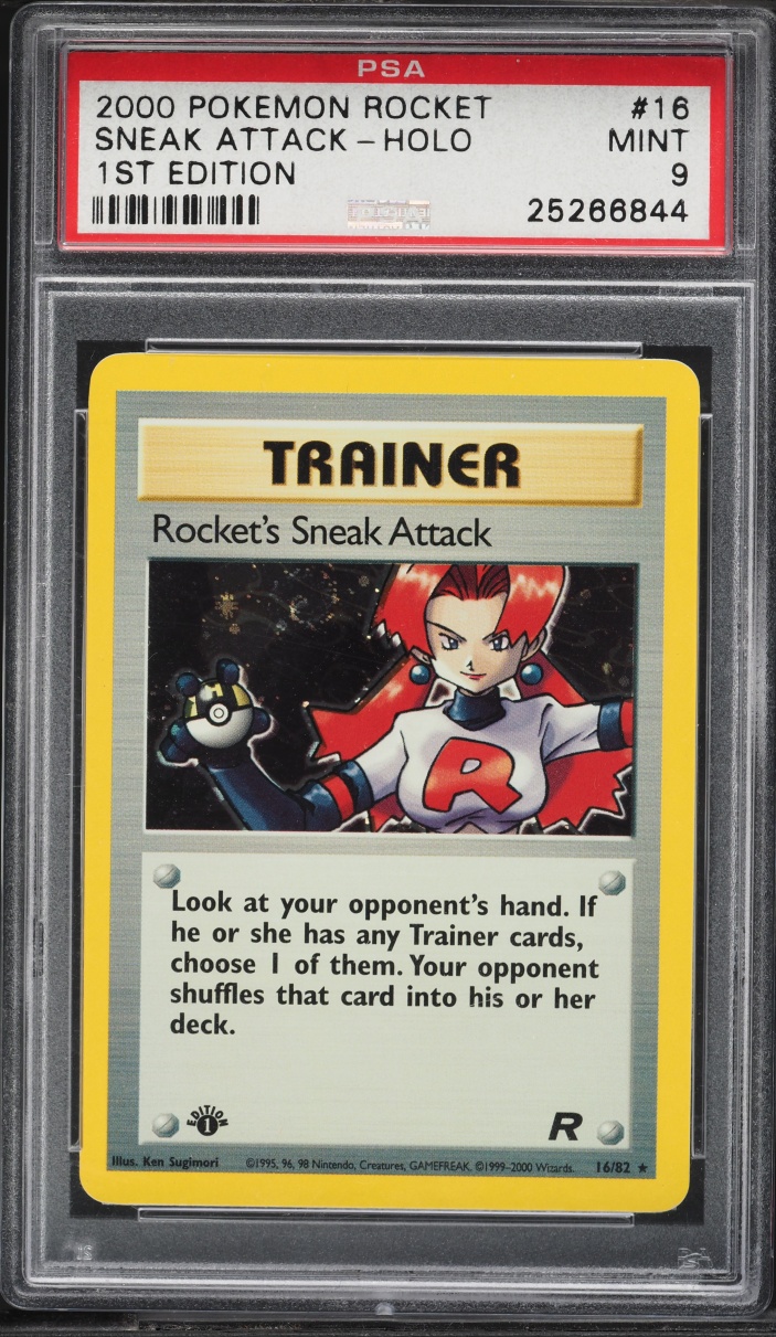2000 Pokemon Team Rocket 1st Edition Holo Rocket's Sneak Attack #16 PSA 9 MINT