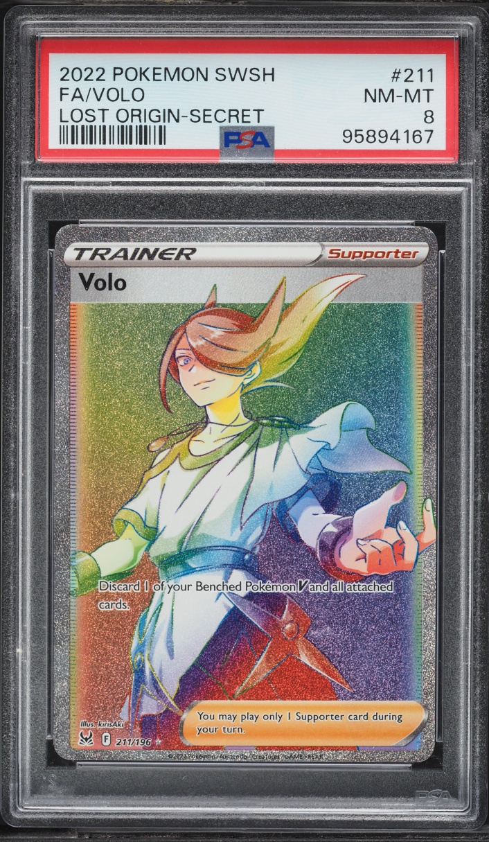 2022 Pokemon Sword & Shield Lost Origin Rainbow Rare Volo #211 PSA 8 NM-MT
