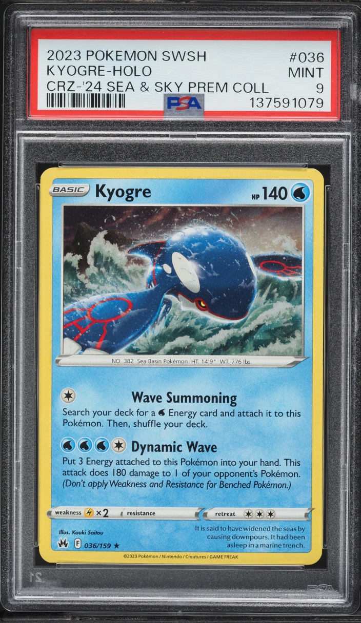 2023 Pokemon SWSH Crown Zenith Sea & Sky Premium Collection Holo Kyogre #36 PSA 9 MINT