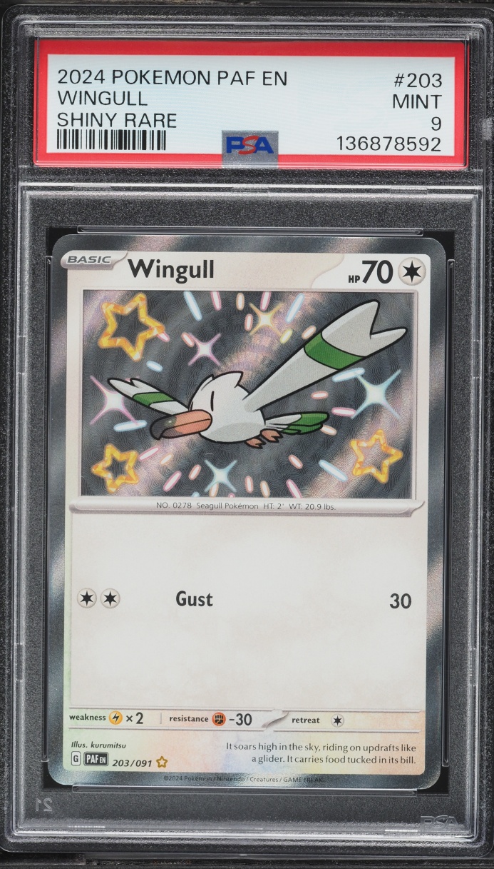 2024 Pokemon Scarlet & Violet Paldean Fates Shiny Wingull #203 PSA 9 MINT