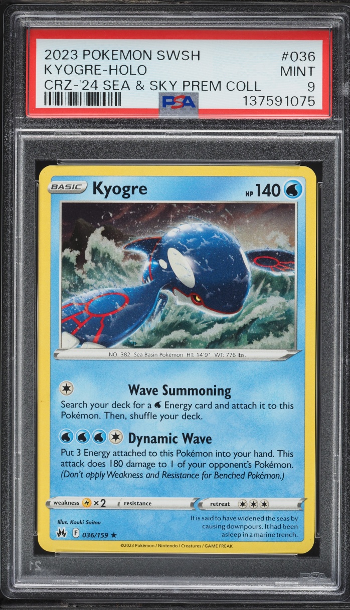 2023 Pokemon SWSH Crown Zenith Sea & Sky Premium Collection Holo Kyogre #36 PSA 9 MINT