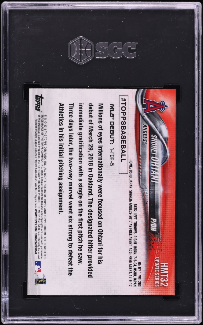 2018 Topps Chrome Update Shohei Ohtani ROOKIE #HMT32 SGC 10 GEM MINT