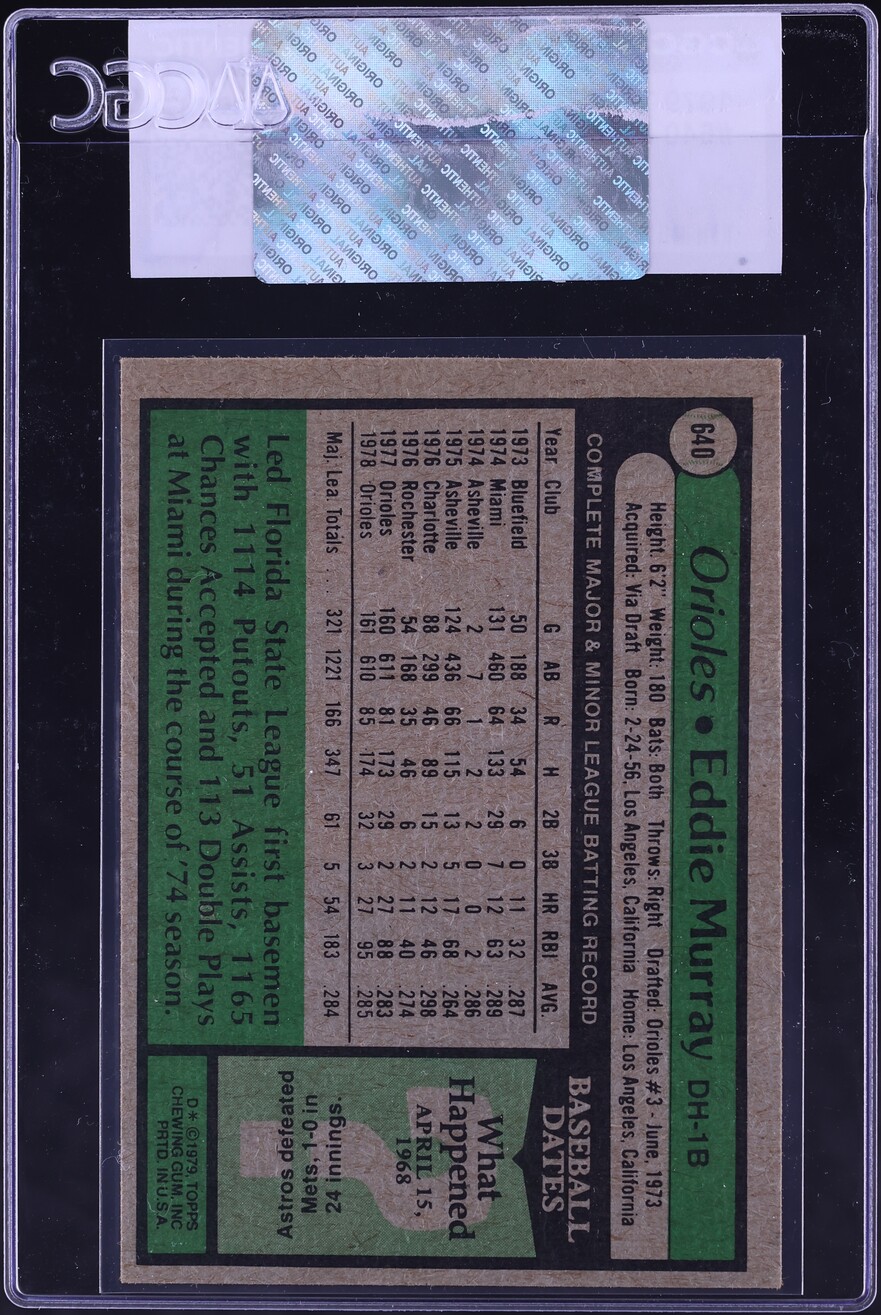 1979 Topps Eddie Murray #640 CGC AUTH