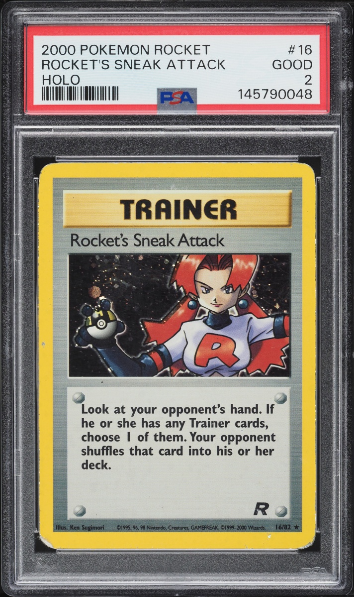 2000 Pokemon Team Rocket Holo Rocket's Sneak Attack #16 PSA 2 GD