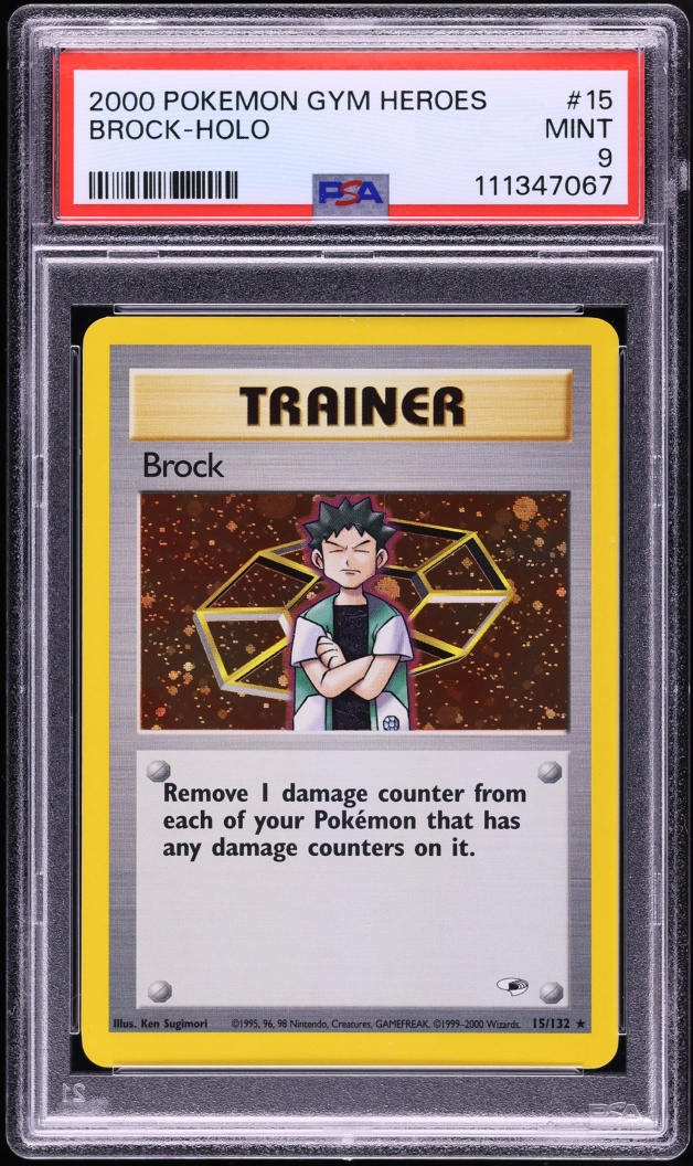 2000 Pokemon Gym Heroes Holo Brock #15 PSA 9 MINT