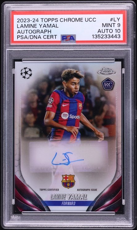2023 Topps Chrome UEFA Club Competitions Lamine Yamal ROOKIE AUTO DNA 10 #CA-LY PSA 9 MINT - Photo 1