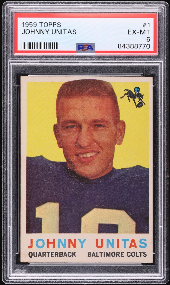 1959 Topps Football Johnny Unitas #1 PSA 6 EXMT