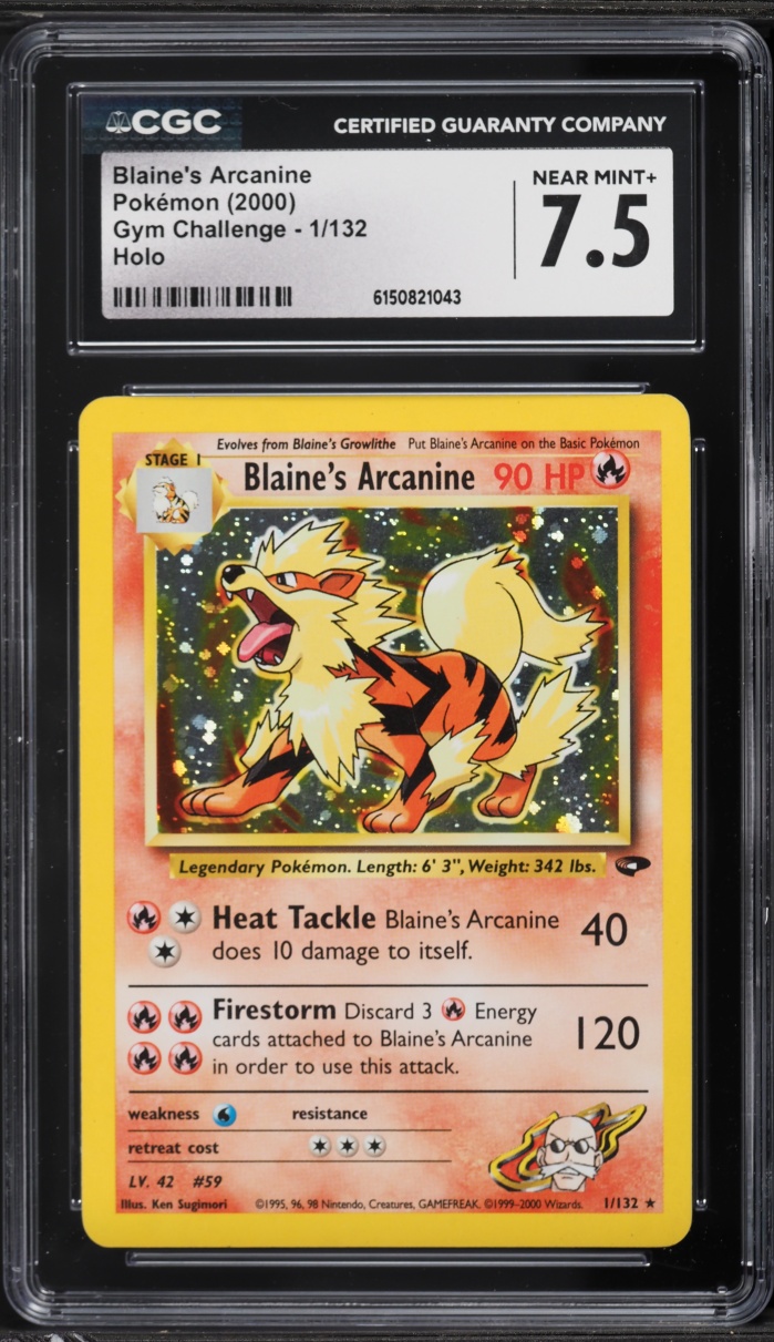 2000 Pokemon Gym Challenge Holo Blaine's Arcanine #1 CGC 7.5 NRMT+