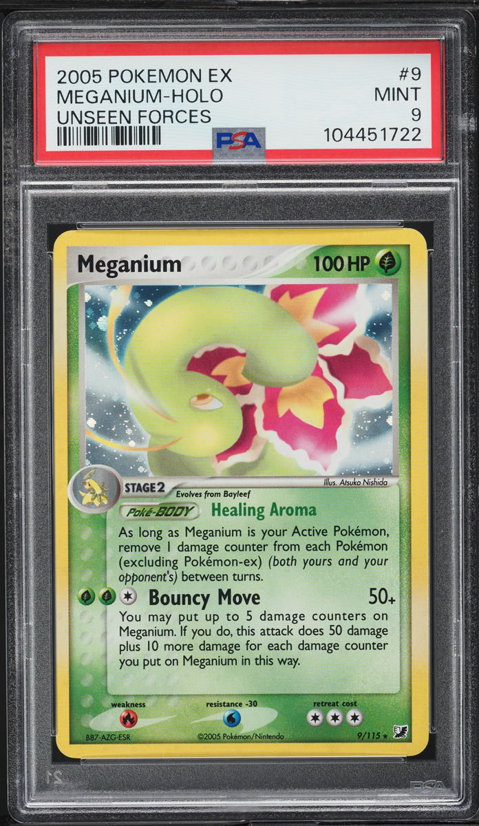 2005 Pokemon EX Unseen Forces Holo Meganium #9 PSA 9 MINT