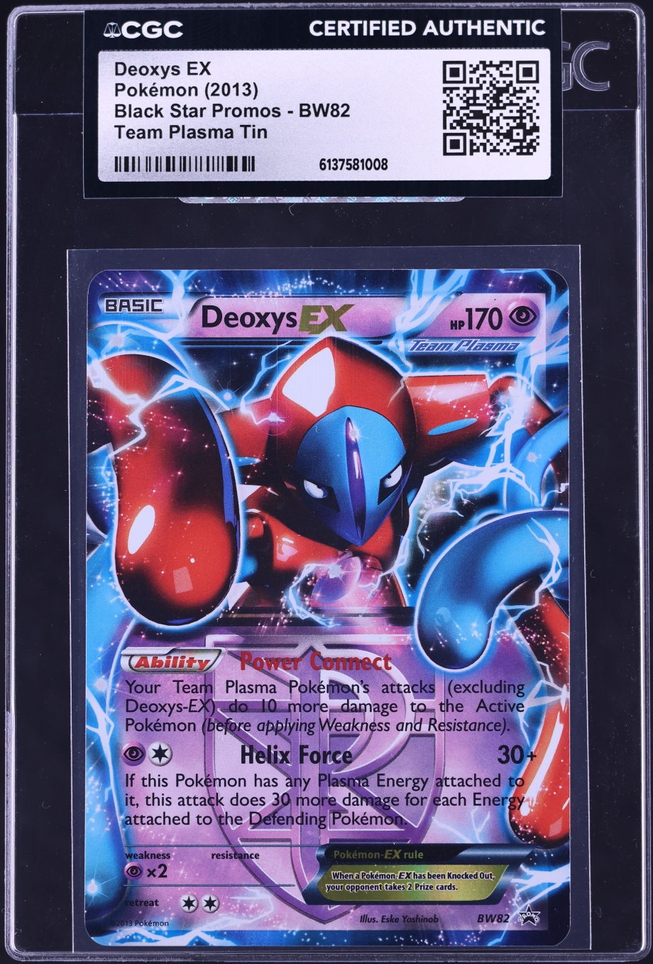 2013 Pokemon Black & White Black Star Promo Team Plasma Tin Deoxys EX #BW82 CGC AUTH