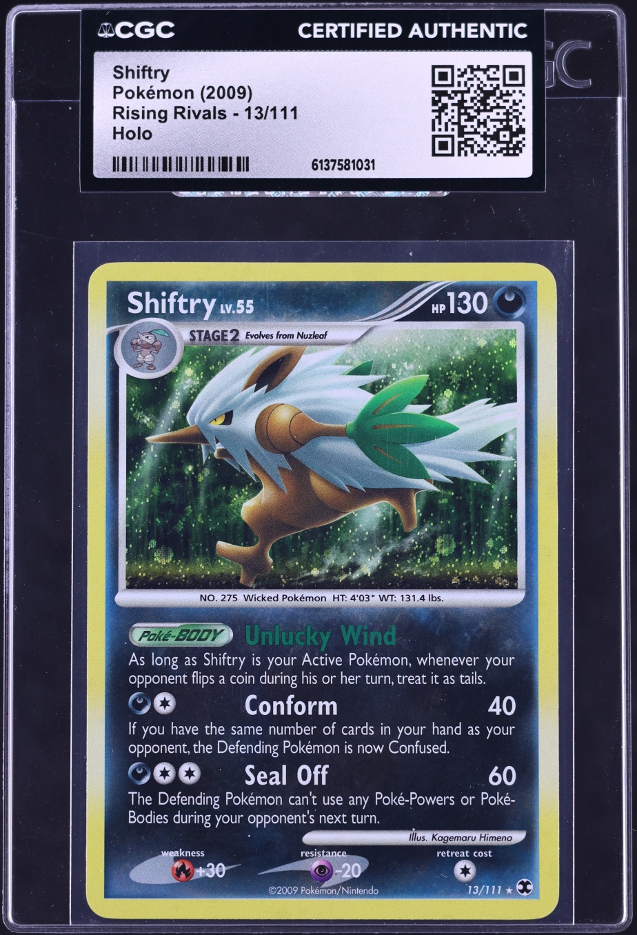2009 Pokemon Platinum Rising Rivals Holo Shiftry #13 CGC AUTH