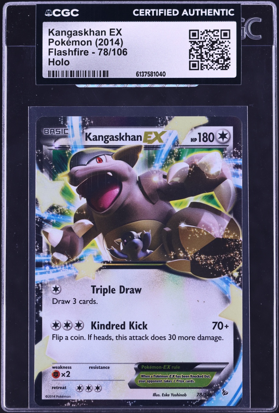 2014 Pokemon XY Flashfire Holo Kangaskhan EX #78 CGC AUTH