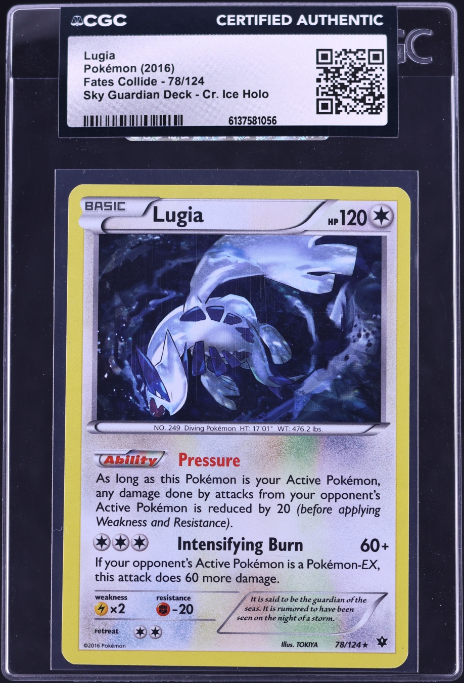 2016 Pokemon XY Fates Collide Sky Guardian Deck Cracked Ice Holo Lugia #78 CGC AUTH
