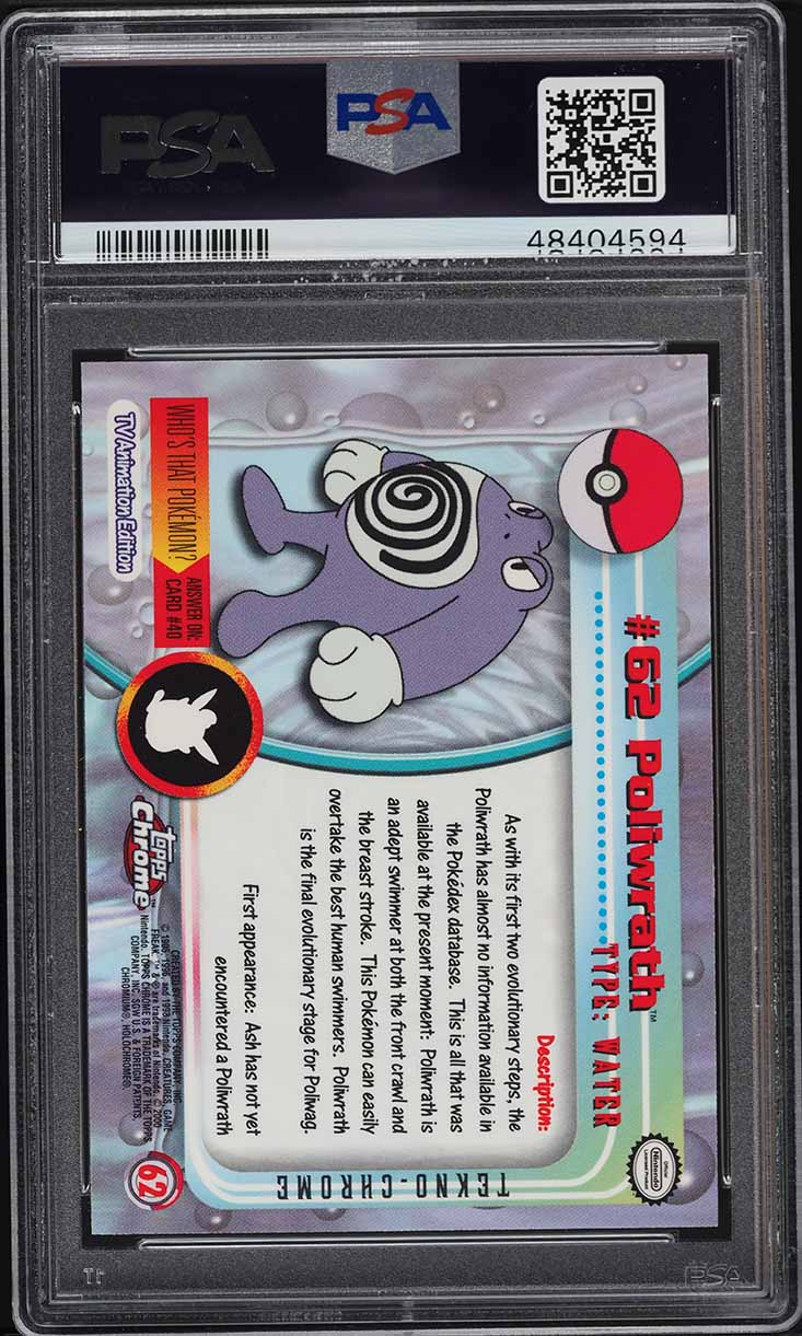 2000 Topps Chrome Pokemon Series 1 Tekno Poliwrath #62 PSA 10 GEM MINT