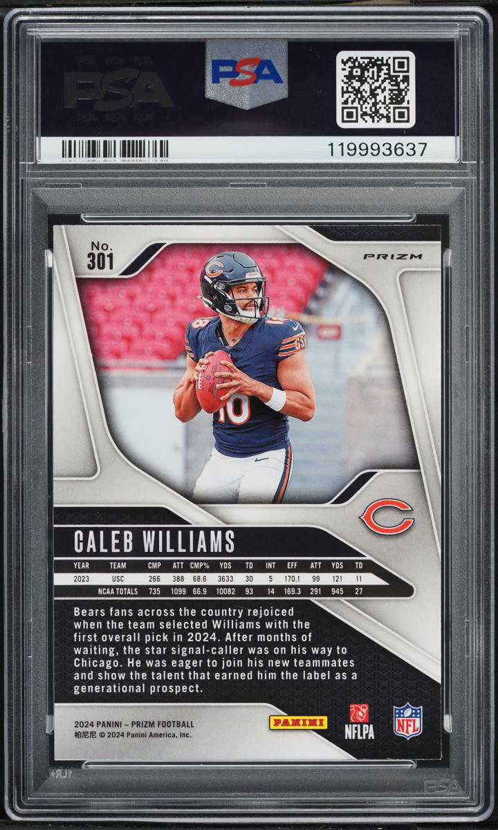 2024 Panini Prizm Silver Caleb Williams ROOKIE #301 PSA 7 NRMT