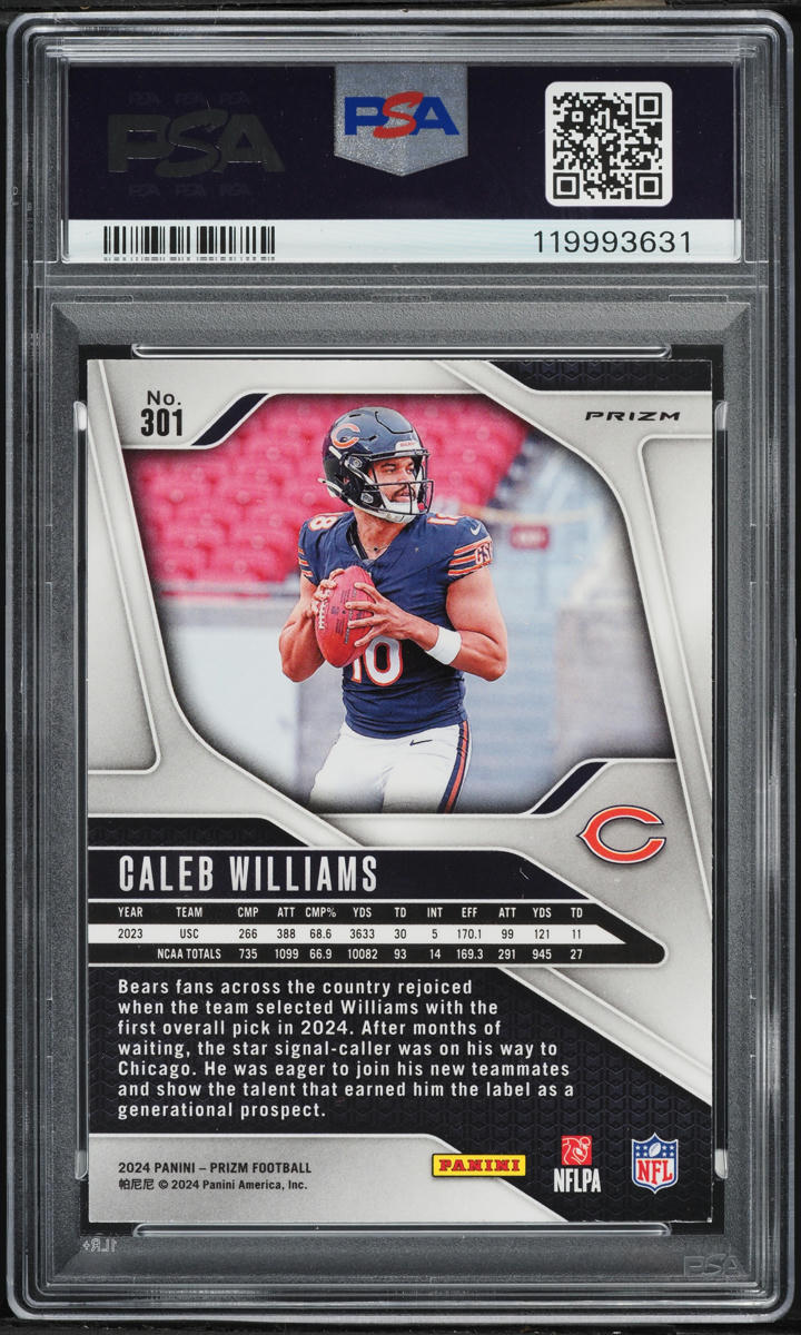 2024 Panini Prizm Silver Caleb Williams ROOKIE #301 PSA 6 EXMT
