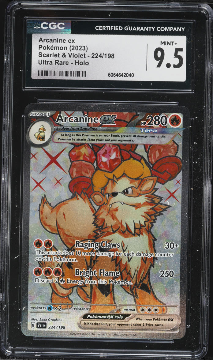2023 Pokemon Scarlet & Violet Full Art Arcanine ex #224 CGC 9.5 MINT+