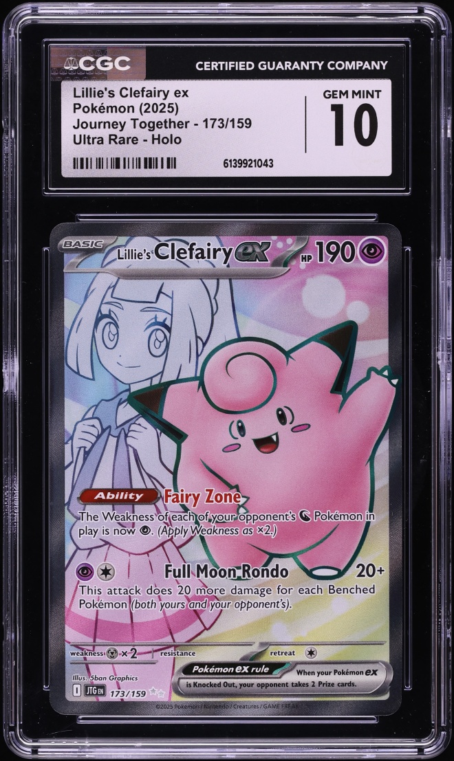 2025 Pokemon Scarlet & Violet Journey Together Full Art Lillie's Clefairy ex #173 CGC 10 GEM