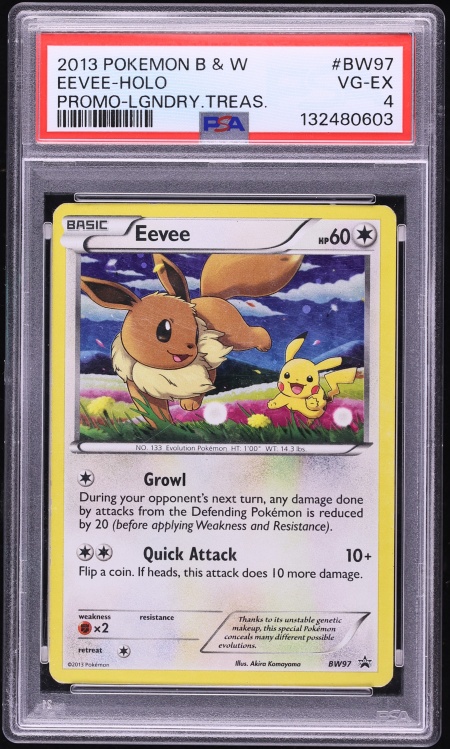 2013 Pokemon Black & White Black Star Promo Legendary Treasures Holo Eevee #BW97 PSA 4 VGEX