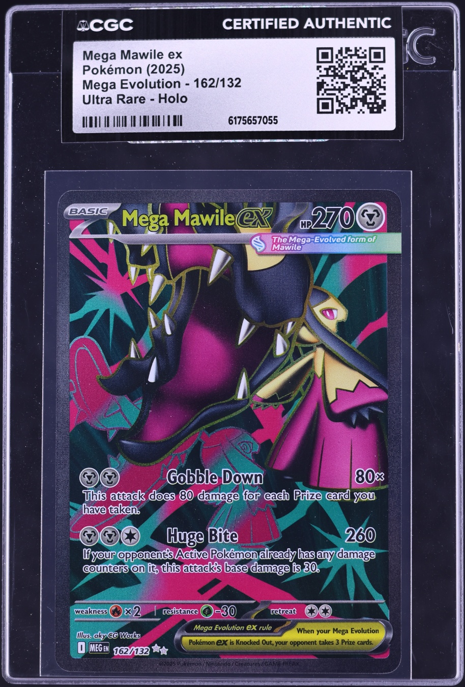 2025 Pokemon Mega Evolution Full Art Mega Mawile Ex #162 CGC AUTH