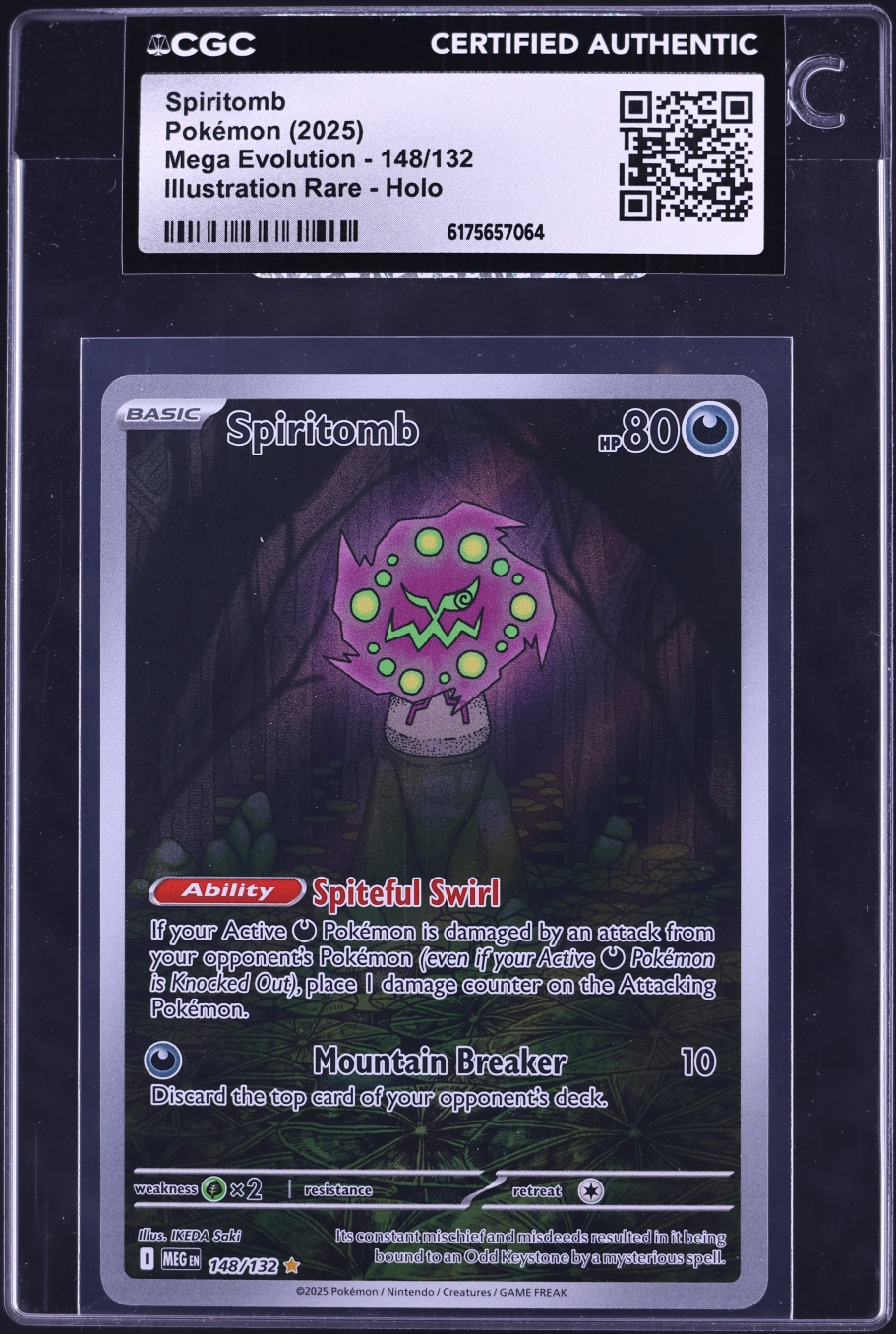 2025 Pokemon Mega Evolution IR Spiritomb #148 CGC AUTH